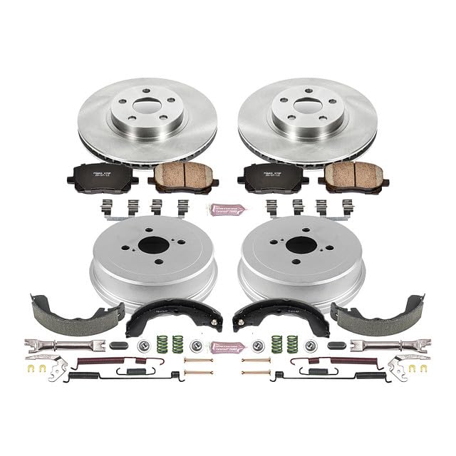 Power Stop Autospecialty KOE15220DK Front and Rear Replacement Brake Kit-OE Brake Drums & Ceramic Brake Pads For Pontiac Vibe 2003-2008, Toyota Matrix 2003-2008 [Model Specific]