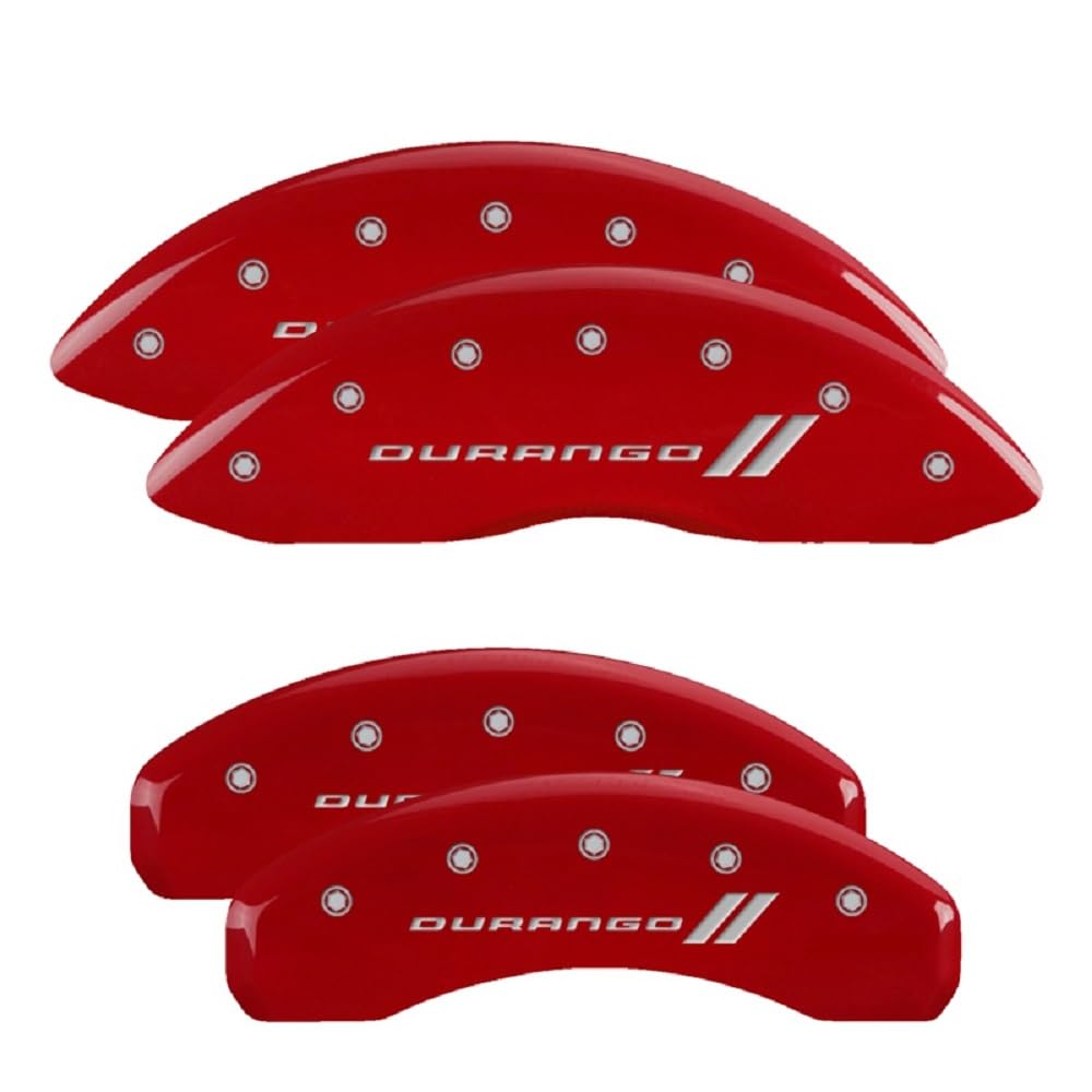 MGP Brake Caliper Covers for 2011-2025 Dodge Durango Red Powder-Coated Finish (Requires 17" Wheels or Larger), Engraved Silver DURANGO II Logo, Aluminum Front and Rear Caliper Covers (Set of 4)