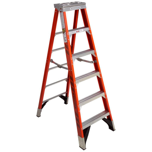 7406, Werner, 6' Fiberglass 375 Lb. Stepladder, Type Iaa