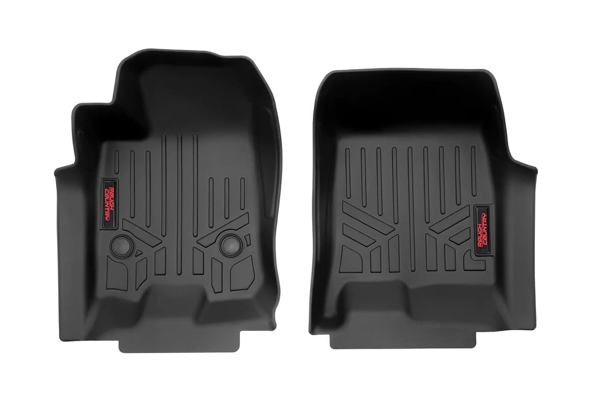 Rough Country Floor Mats Front for Chevy Colorado & GMC Canyon (2023-2025) - Non-Slip Waterproof Flexible Front Floor Mats