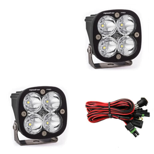 Baja Designs Pro Squadron Black LED Light Pod Pair - 2 PCS with Wiring Harness (Spot; Clear) LED