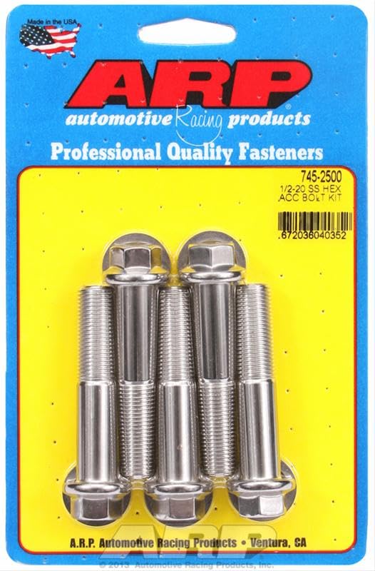 1/2-20" x 2.500 UHL ARP 745-2500 6-Point Stainless Steel Bolt Kit - 5 Piece