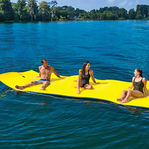 WOW Sports 16X6ft CHILLRAFT Floating Foam Water Mat, Lily Pad, Blue Black and Yellow