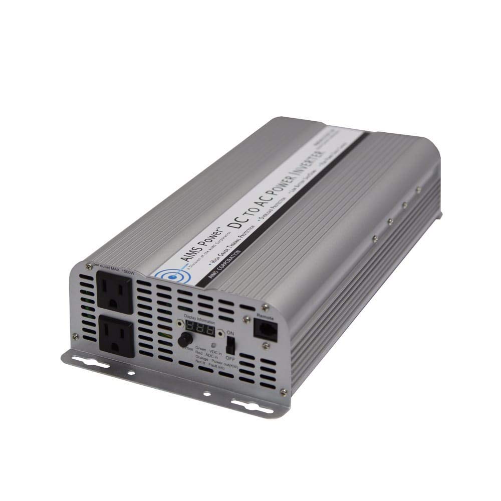 2500 Watt AIMS Power Modified Sine Power Inverter, 5000 Watt Surge Peak Power, and AC Outlets