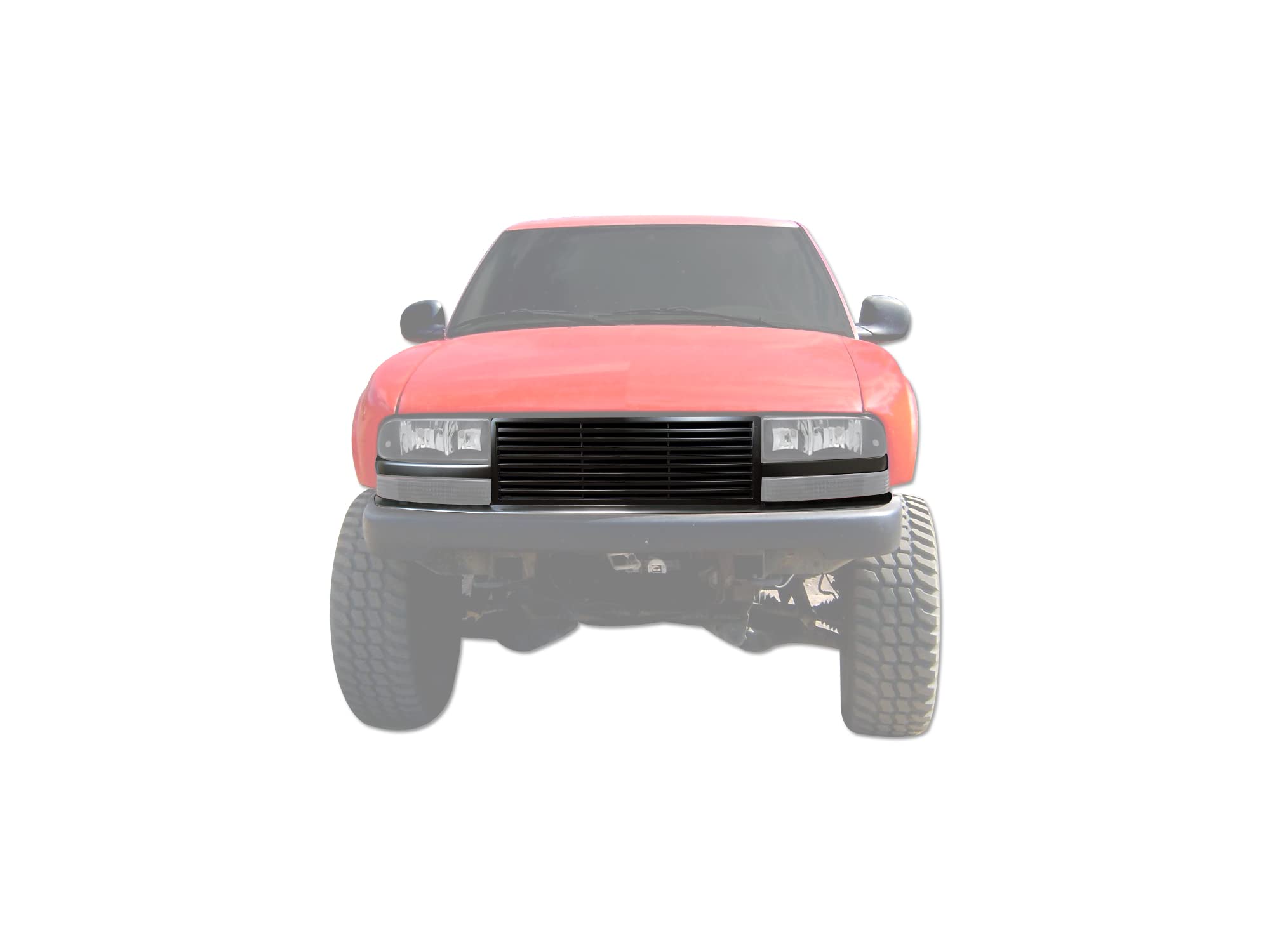 Horizontal Armordillo USA Front Hood Grille - Gloss Black Fits 1998-2004 Chevy S10 S-10
