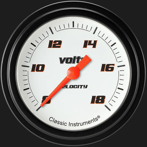 Velocity White Classic Instruments 2 5/8" Volt Gauge Full Sweep VS330WBLF