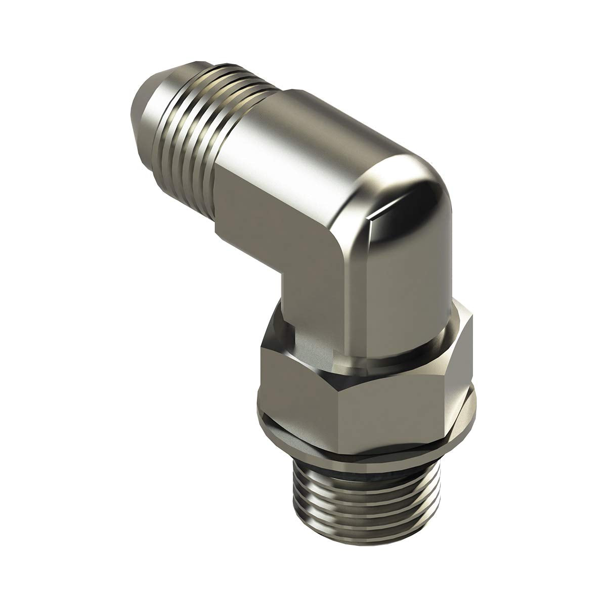 Lippert Replacement Level Up 1/4" Diameter 90° Elbow Hydraulic RV Leveling System Fitting for 5th Wheel RVs & Travel Trailers, JIC-M to ORB-M Adjustable Ports - 6801-04-04