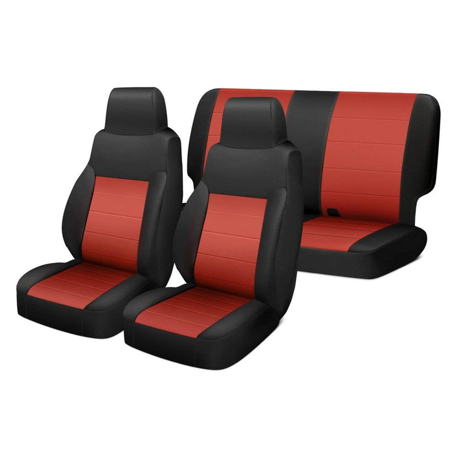 Black/Red Rugged Ridge 13294.53 Seat Cover Kit, Red 2007-2010 Jeep Wrangler JK, 2 Door, 2 Pack