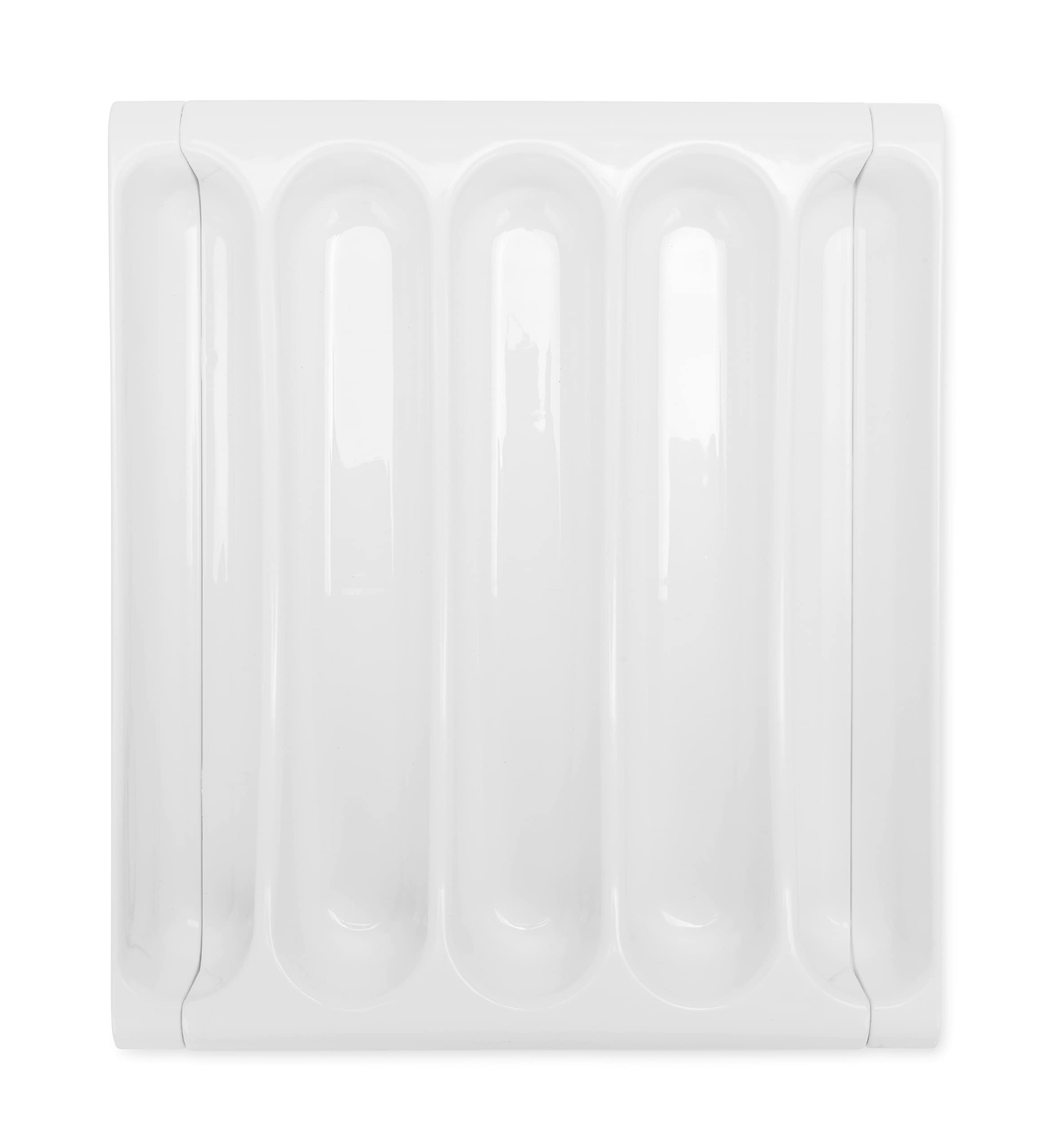 Camco Cutlery Adjustable Tray - Designed for RV and Compact Kitchen Drawers, Adjusts Between 9" and 13" for an Easy Custom Fit -White (43503)