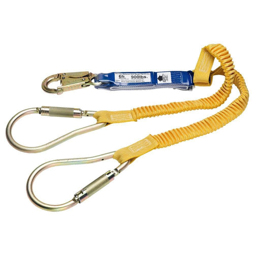 6 Ft. Werner Decoil Stretch Twinleg Lanyard (Dcell Shock Pack Elastic Web Snaphook 2 In Carabiner)