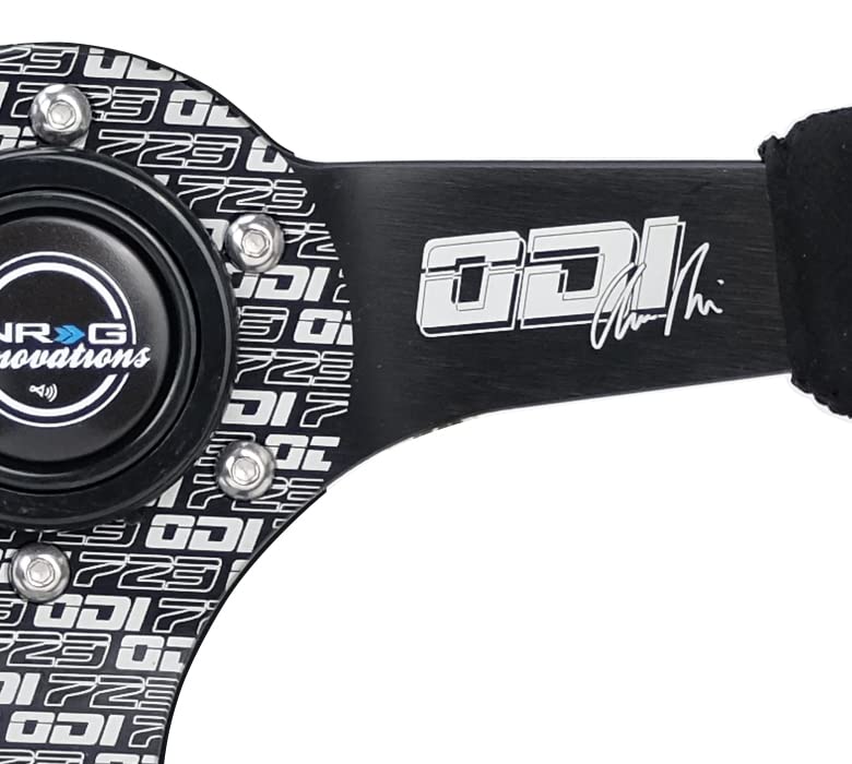 NRG Innovations Reinforced NRG-RST-036MB-ODI Steering Wheel, 3" Deep, 5 mm Spoke with Solid Spokes, Finish Solid Spokes Wrapped in Micro Fiber Finish