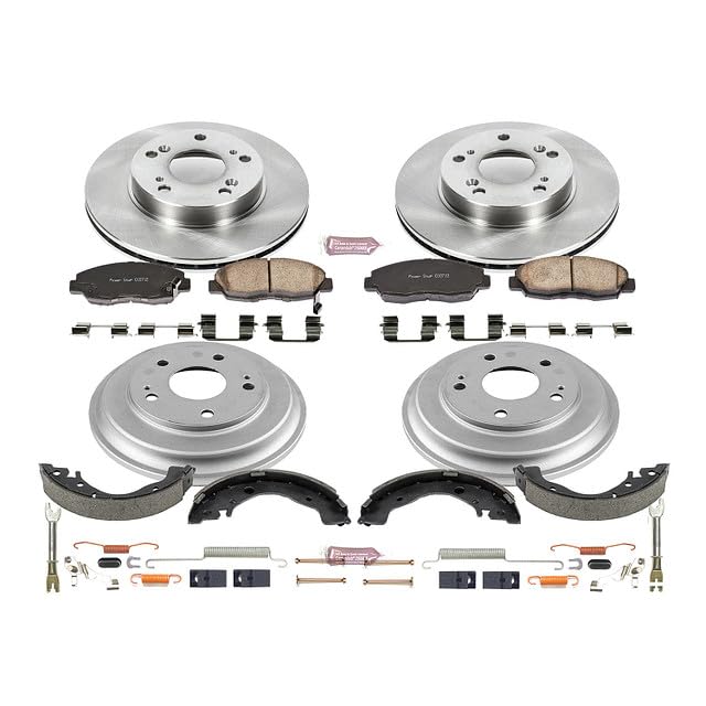 Power Stop Autospecialty KOE15241DK Front and Rear Replacement Brake Kit-OE Brake Drums & Ceramic Brake Pads For Honda Civic 2006-2011 [Model Specific]