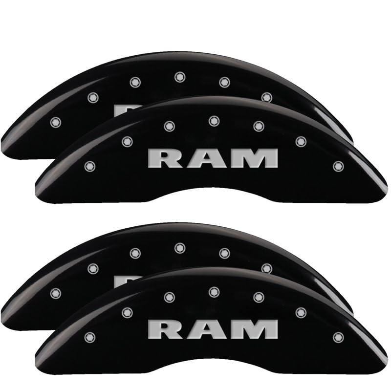 Brake Caliper Covers MGP - Compatible with 2019-2025 RAM 2500 and 3500 (Requires 18"+ Wheels) Powder-Coated Finish, 4 PCS Front and Rear (Black - RAM Engraving)
