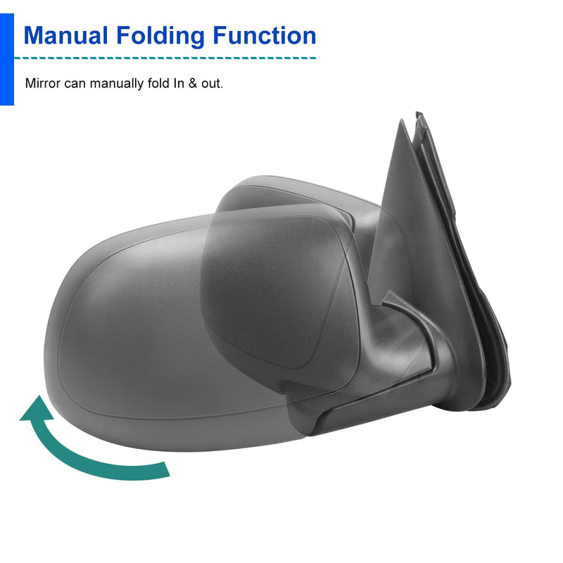 Spec-D Tuning Power Heated Right Passenger Side Manual Fold Mirror Compatible with 1999-2002 Chevy Silverado, GMC Sierra