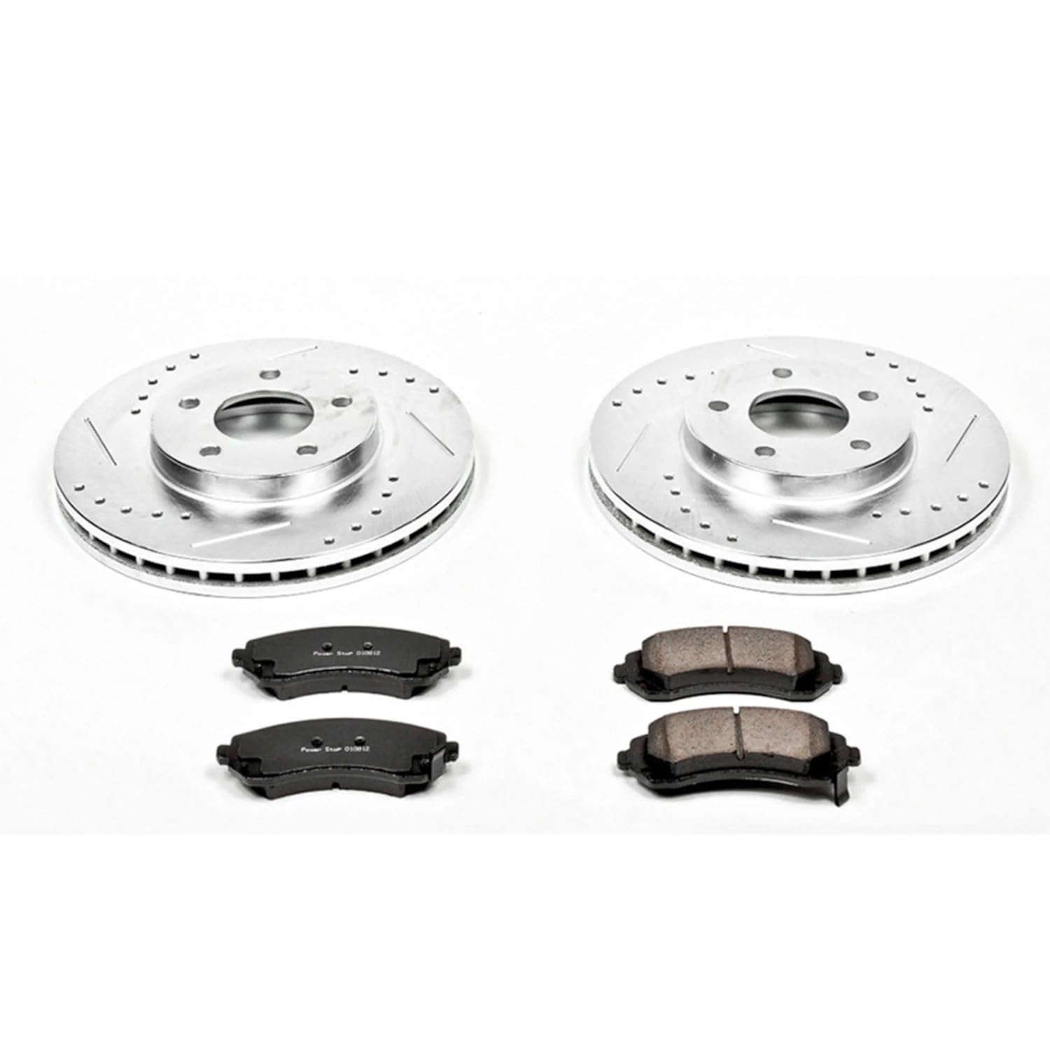 Power Stop K5234 Z23 Carbon Fiber Brake Pads with Drilled & Slotted Brake Rotors Kit For Buick Rendezvous, Chevy Venture, Oldsmobile Silhouette, Pontiac Aztek, Pontiac Montana [Model Specific]