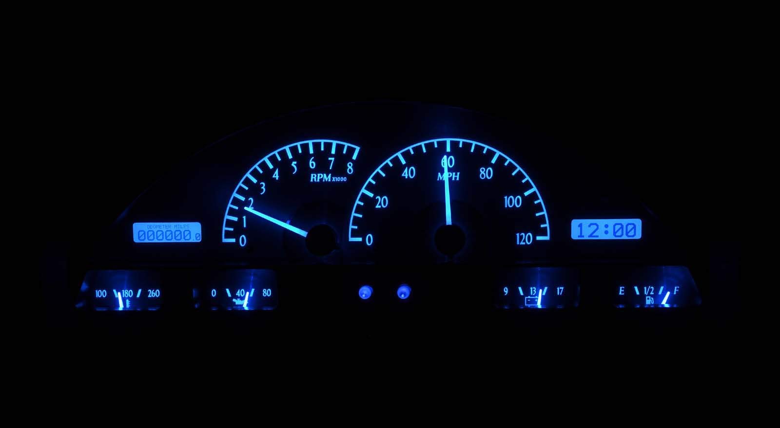 Dakota Digital VHX-56F-PU-S-B Analog Dash Gauge System with Blue Backlighting Compatible Ford 1956 Pickup Truck Silver Alloy