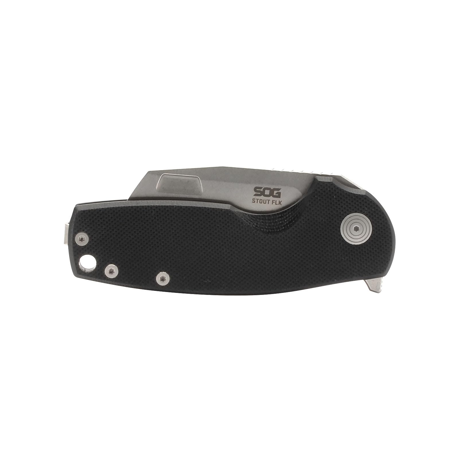 FLK SOG Stout Cleaver Daily Carry Folding Knife| G10 & Steel Handle | CRYO D2 Steel Blade| Short-Blade Frame Lock Folder, Black/Stonewash