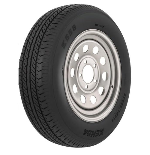 3S477 AMERICANA ST205/75D14 C/5H MOD SILVER K5, 14" Diameter x 5.5" Width; 5 x 114.3 Millimeter/ 5 x 4.50 Inch Bolt Pattern; Mini Modular; 2 Piece Welded Steel Construction; Silver; ST205 X 75D14;
