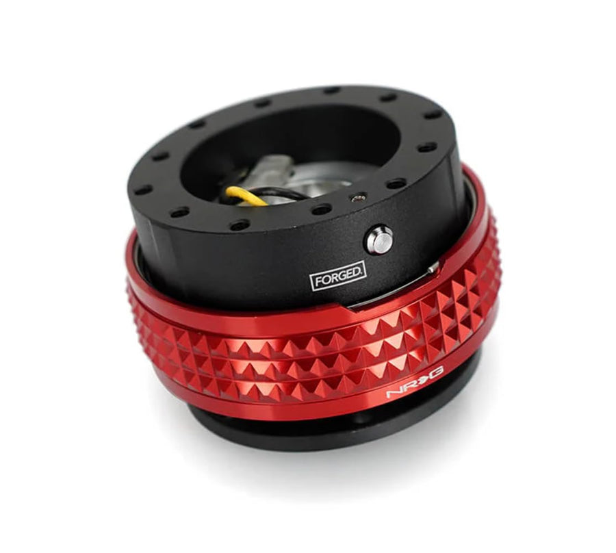 NRG Innovations Gen 2.1 Race Steering Wheel Quick Release Kit Adapter, Black Body/Red Pyramid Ring NRG-SRK-210BK-RD