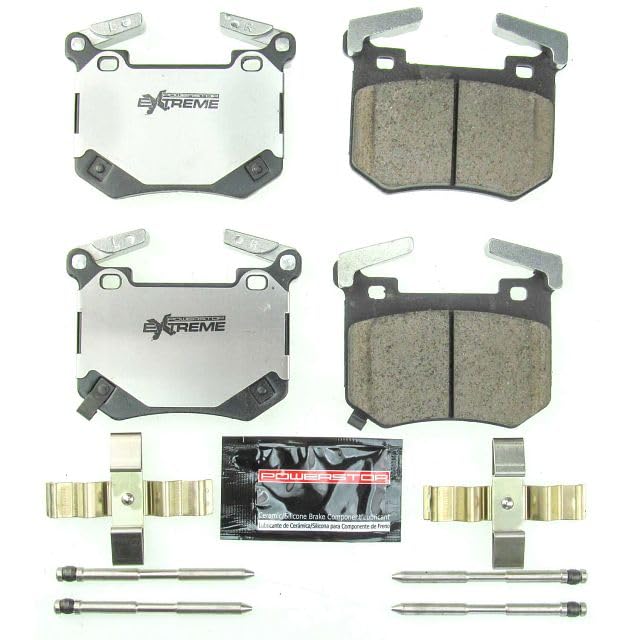 Power Stop Rear Z26 Street Warrior Carbon Fiber Ceramic Brake Pads with Hardware For Genesis G70 2019-2022 Kia Stinger 2018-2022 [Model Specific] Z26-2144