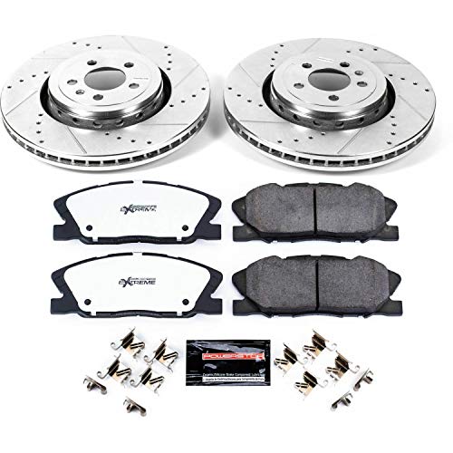 Power Stop K7050-26 Z26 Carbon Fiber Brake Pads with Drilled & Slotted Brake Rotors Kit For Dodge Charger 2014-2023 [Vehicle Specific]