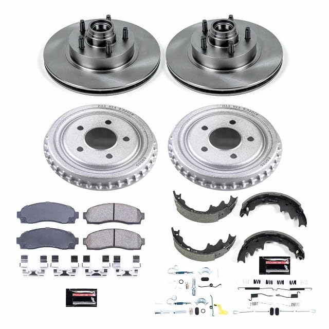 Power Stop Autospecialty KOE15154DK Front and Rear Replacement Brake Kit-OE Brake Drums & Ceramic Brake Pads For Ford Ranger, Mazda B2300, Mazda B3000, Mazda B4000 [Model Specific]