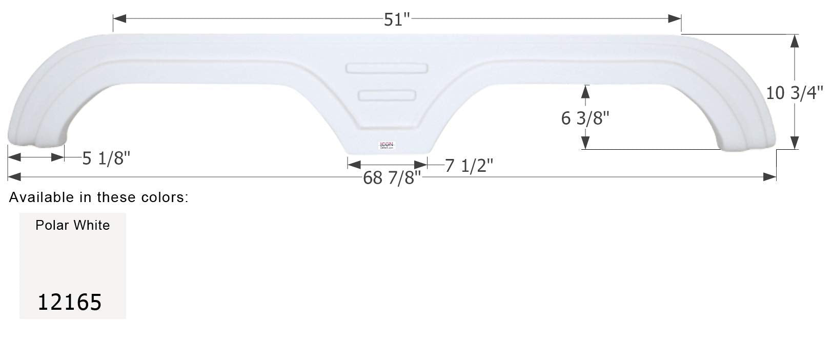 Tandem Axle Fender Skirt ICON 12165 for Carriage - Polar White