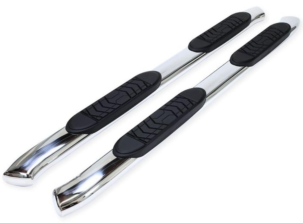 Nerf Bar TrailFX A7063S Fits Chevy Silverado 1500 Crew Cab 2007-2018 Oval 5 Inch Polished T304 Stainless Steel Side Step Running Boards No-Drill Install 300lb Capacity
