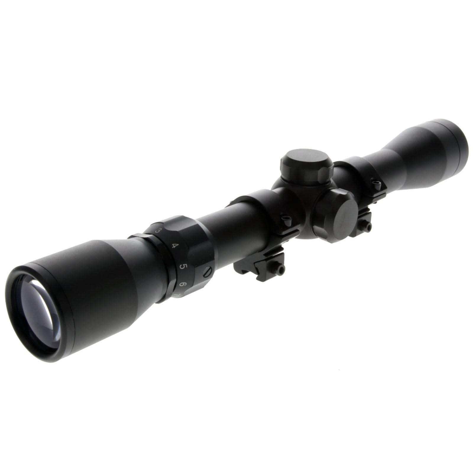 BUCKLINE TRUGLO Tactical Hunting Shooting Durable Waterproof Fogproof 1" Aluminum Tube Riflescope with 3/8" Rimfire Dovetail Mount Rings & Elastic Lens Covers Included, 3-9 x 32mm, Duplex BDC Reticle
