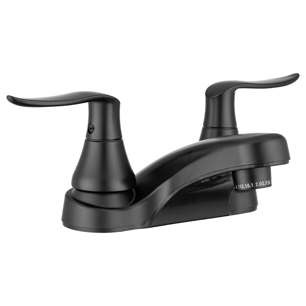 Dura Faucet RV Bathroom Faucet DF-PL700LH-MB with Winged Levers (Matte Black)