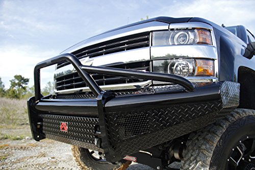 Black Steel Fab Fours Front Ranch Bumper CH08-S2062-1 2 Stage Black Powder Coated w/Pre-Runner Grill Guard Incl. Light Cut-Outs