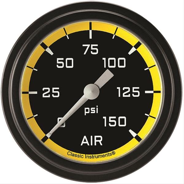 AX318YBLF Classic Instruments AutoCross Yellow 2-5/8" Air Pressure Gauge