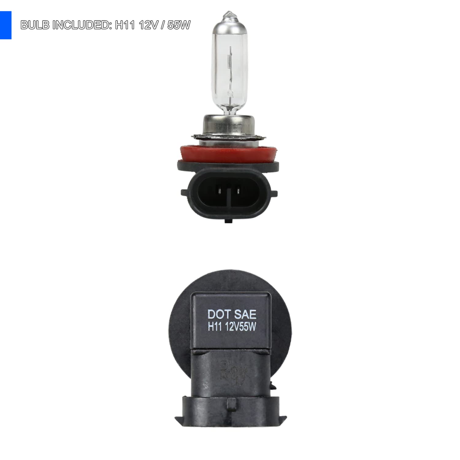 Fog Lights Spec-D Tuning Clear Lens + H11 Bulbs + Switch Included Compatible with Honda Civic 2/4Dr 2016-2018 L+R Pair Assembly