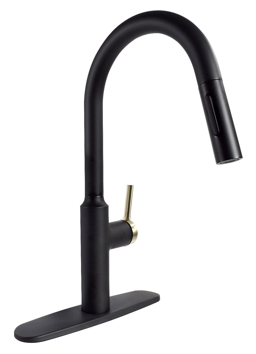 Phoenix Premium Slimline Single Handle Pull Down Kitchen Faucet - Black with Gold-Tone Handle PF231780