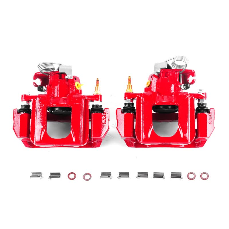 Power Stop Pair of Rear High-Temp Red Powder Coated Calipers For Ford Edge 2011-2014, Lincoln MKX 2011-2015 [Model Specific]