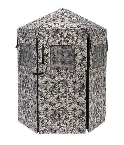 Hawk Scout Down & Out Hunting Durable 74'' Height No-Tool Assembly Camo Concealing Ground Panel Blind with Silent Magnetic Closures & Multiple Windows