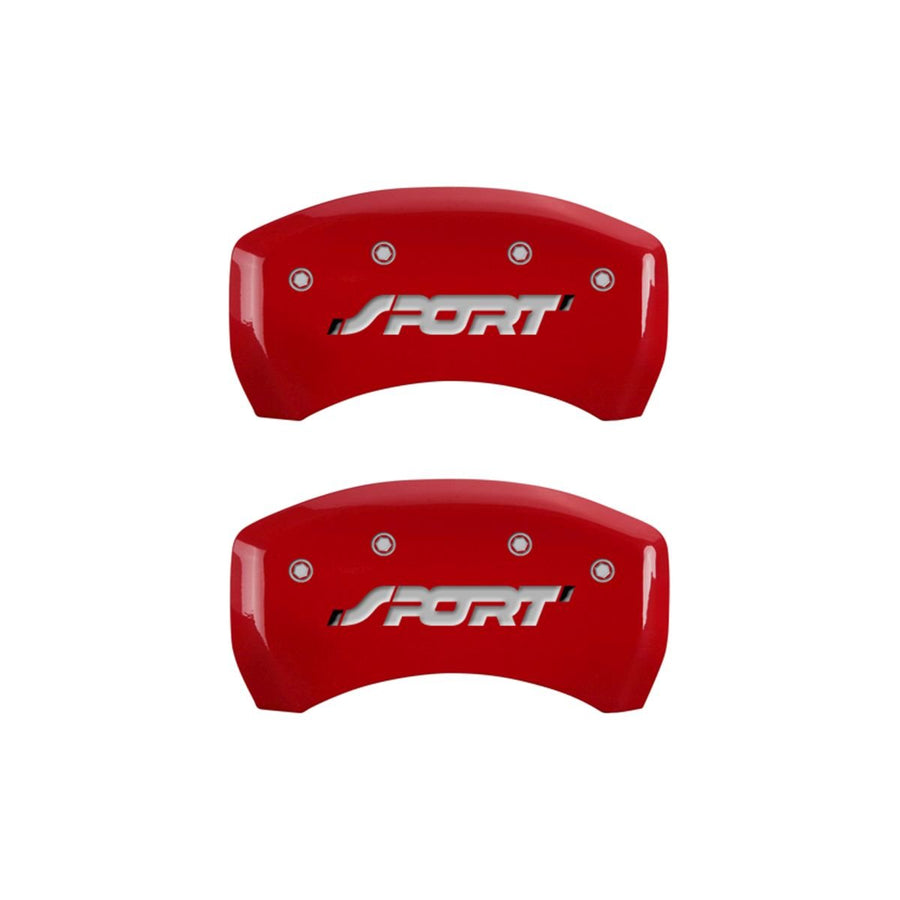 SET OF 4 CALIPER COVERS, REAR AND FRONT: SPORT, RED, SILVER CHARACTERS