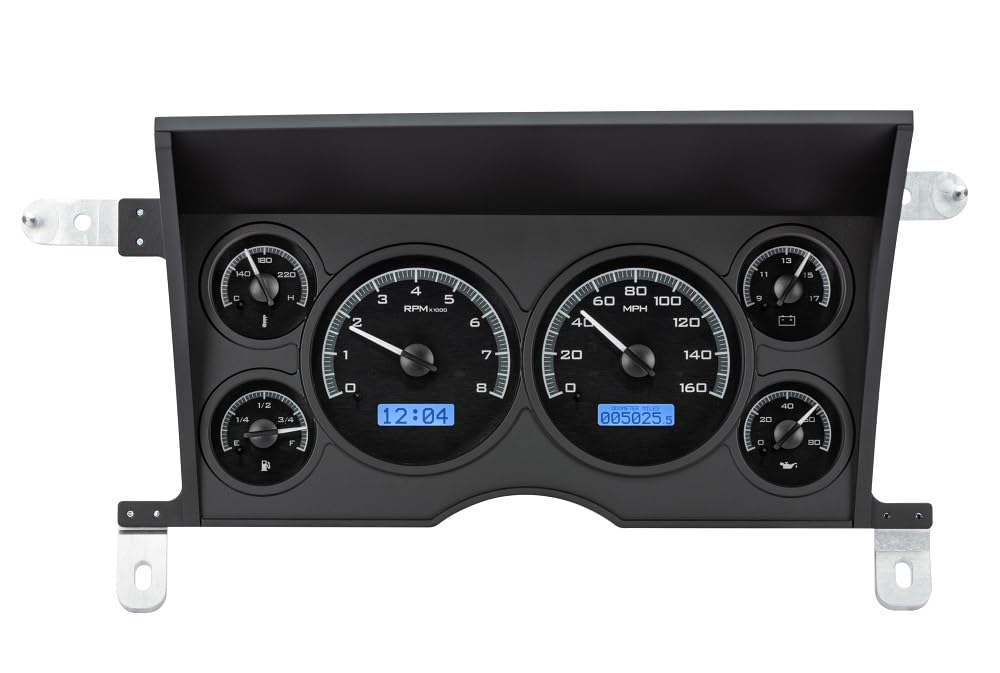 Dakota Digital VHX-86C-S-10-K-B Gauge System Analog Dash Compatible with 1986-93 Chevy/GMC S-10/ S-15 Pickups and 1986-94 S-10/ S-15 Blazers/Jimmy, Black Alloy Style, Blue Backlighting
