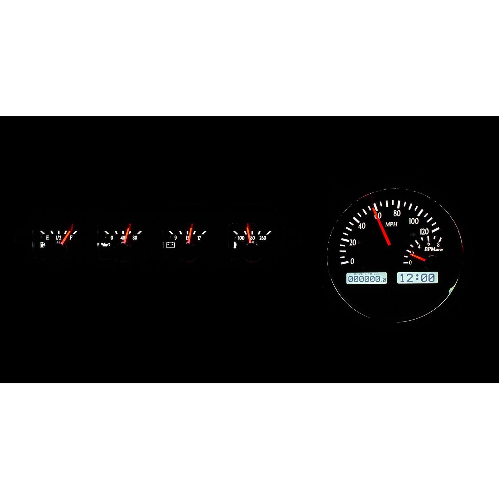 Dakota Digital VHX-42F-K-W Analog Dash Gauges System Compatible with 1942-48 Ford Car Black Alloy White Backlighting