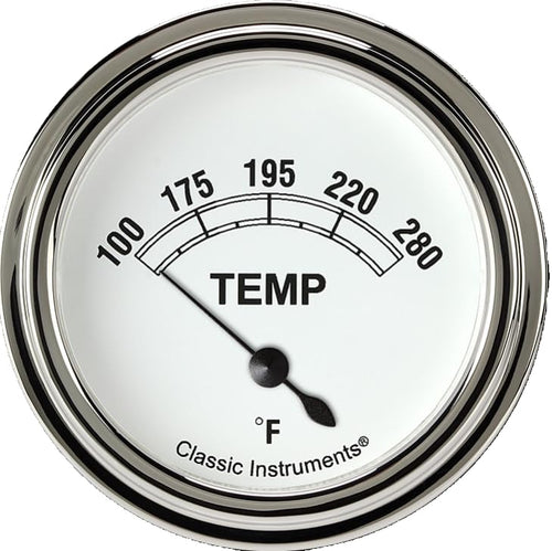 Classic Instruments 2 5/8 in CW226SLF-04 Classic White Water Temperature Gauge 1/4