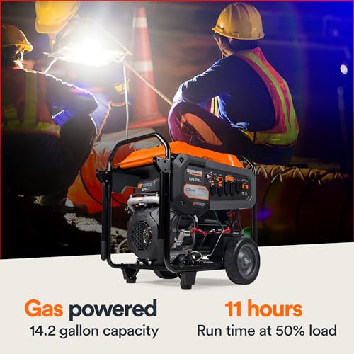 Generac Portable Gas Generator 19,300 Starting Watt - Electric Start - Home Backup or RV Ready - Heavy Duty Frame - Quiet, Long Runtime, Emergency Power - 49-State Compliant
