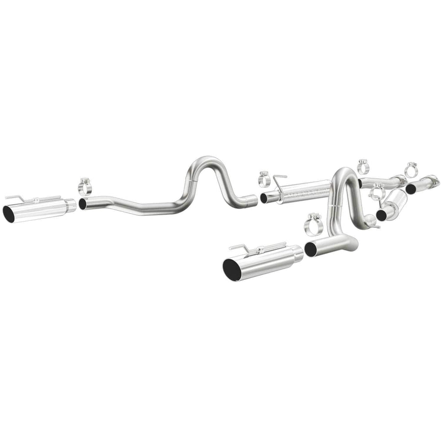 Cat-Back Magnaflow Performance Exhaust System 15677 - Competition Series, Stainless Steel 2.5in Main Piping, Dual Split Rear Exit, Polished 3.5in Exhaust Tip - Mustang Performance Exhaust Kit