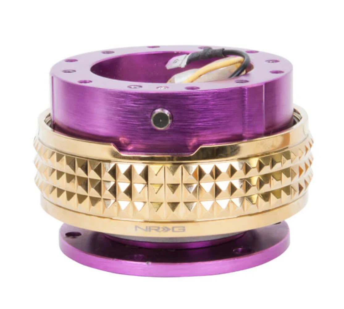 NRG Innovations Gen 2.1 NRG-SRK-210PP-CG Steering Wheel Quick Release Adapter Kit, 6x70 and 6x74mm Bolt Patterns, Purple Body/Chrome Gold Pyramid Ring