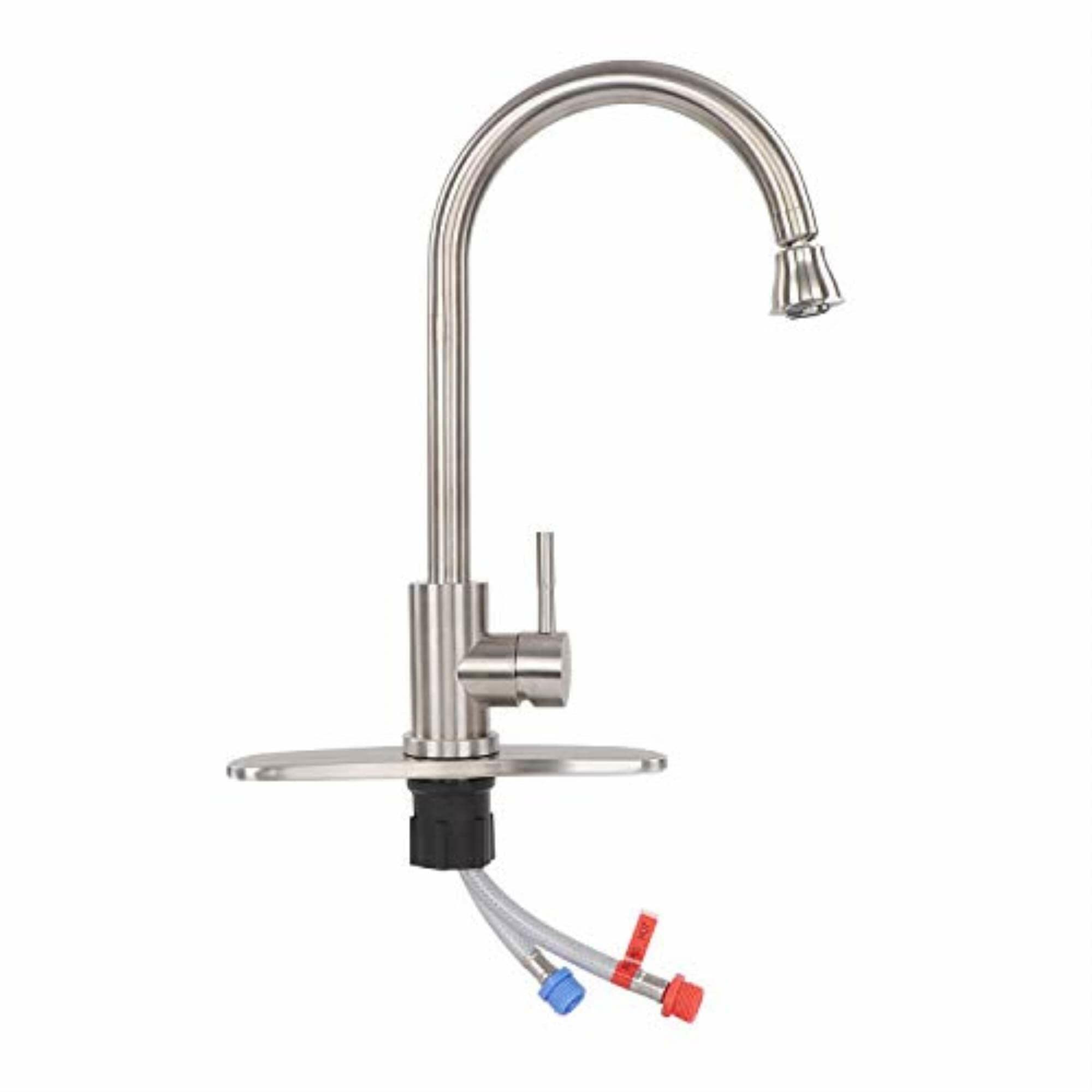RV Kitchen Faucet with Sprayer Empire Faucets - Brushed Nickel Gooseneck Kitchen Faucet with Attached Sprayer Spout