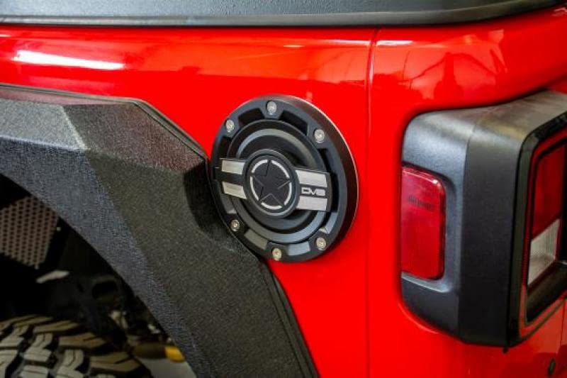D-JL-190004-MIL | DV8 Offroad Fuel Door for 18-21 Wrangler JL | Magnetic Closure | Aluminum Construction | Complete Replacement Kit
