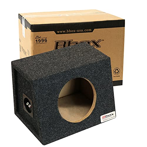 Bbox Sealed Single Hatchback 8 Inch Subwoofer Enclosure - Car Subwoofer Boxes & Enclosures - Premium Subwoofer Box Improves Audio Quality, Sound & Bass - Nickel Finish Subwoofer Terminal - Black