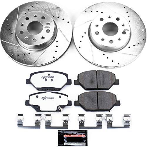 Power Stop K7295-26 Z26 Carbon Fiber Brake Pads Front with Drilled & Slotted Brake Rotors Kit For Chevrolet Camaro 2016-2021 [Model Specific]