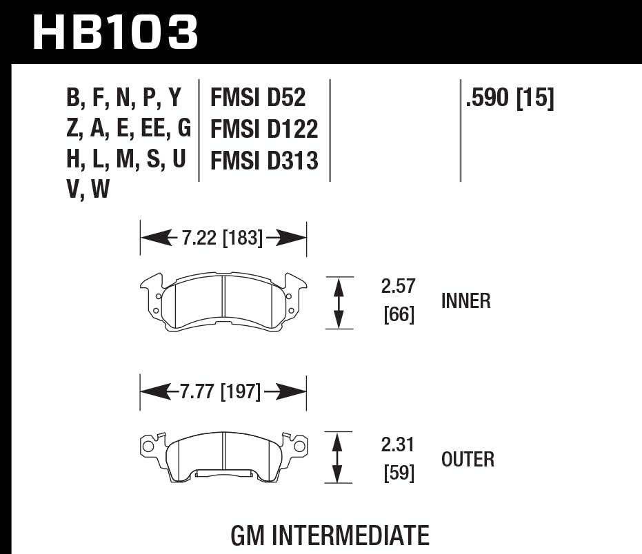 Hawk Performance HPS 5.0 HB103B.590 Street Brake Pads