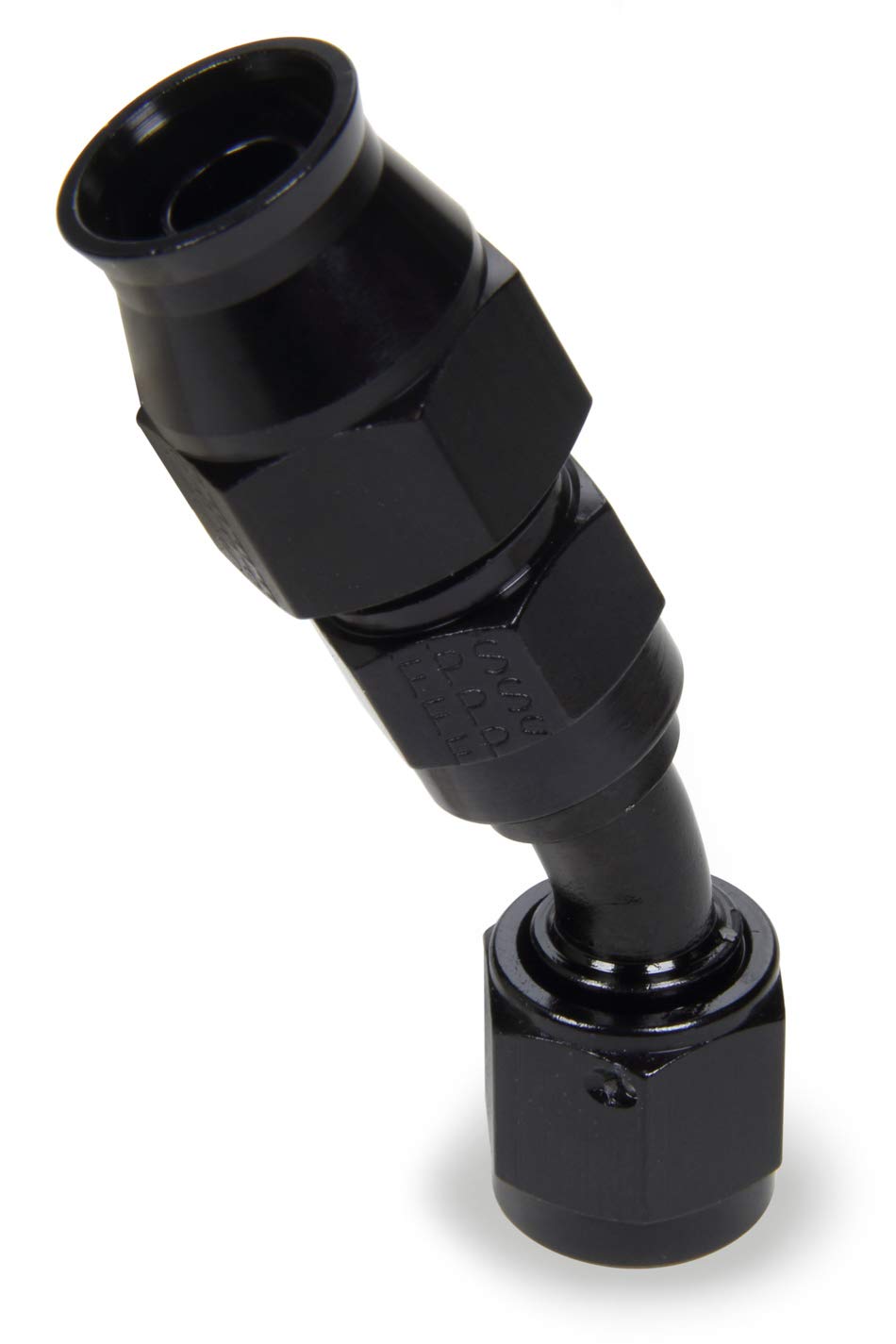 FRAGOLA Race-Rite Fitting, Hose End, PTFE Hose, 30 Degree, 6 an Hose to 6 an Female, Swivel, Aluminum, Black, Each