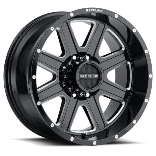 Wheels Raceline 940M HOSTAGE Black W/Machined Finish 18X9"6X135 Bolt Pattern +12mm Offset/(5.5"B/S) 8 Spoke Aluminum Passenger Car Rims, Full Size Replacement